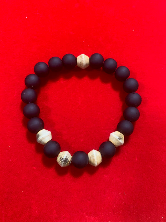 Black Matte & Wood Bracelet