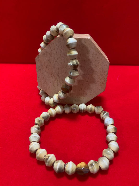 Natural Wood  & Tiger Eye Bracelet