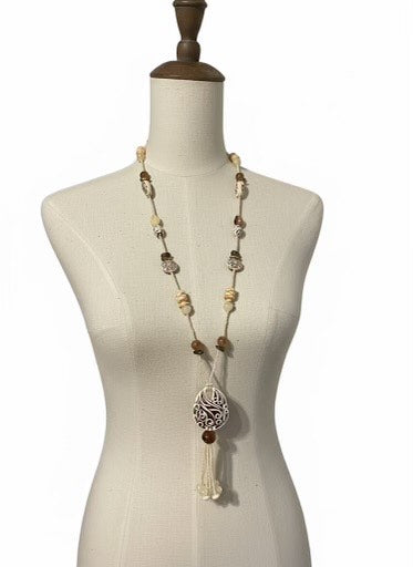 Seed Bead Tassel Necklace