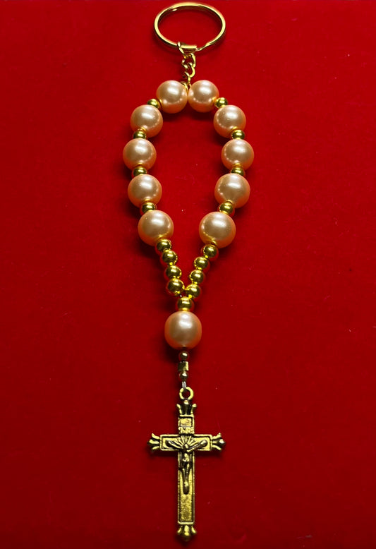 Peach & Gold Keychain